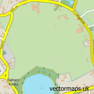 Street map sample of Saham Toney, Norfolk