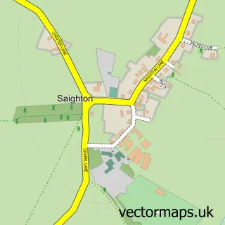 Street map sample of Saighton, Cheshire