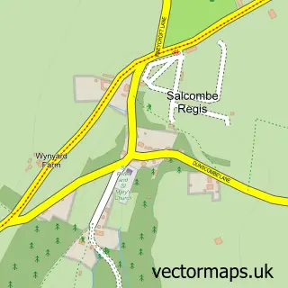 Street map sample of Salcombe Regis, Devon