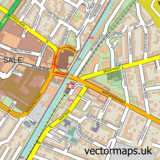 Street map sample of Sale, Greater Manchester
