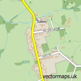 Street map sample of Salem, Dyfed