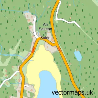 Street map sample of Salen, Inverness