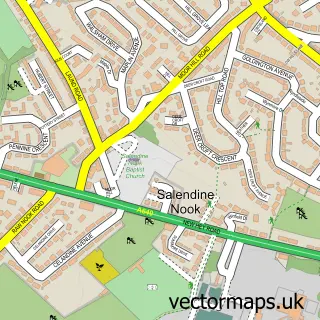 Street map sample of Salendine Nook, West Yorkshire