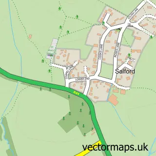 Street map sample of Salford, Oxfordshire