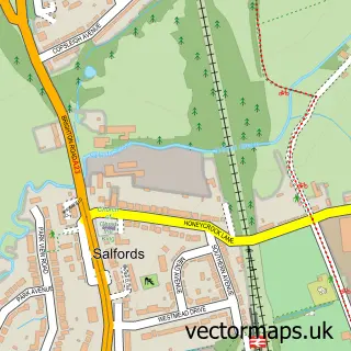 Street map sample of Salfords, Surrey