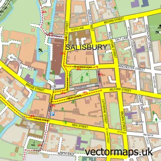 Street map sample of Salisbury, Wiltshire