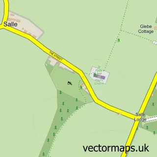 Street map sample of Salle, Norfolk
