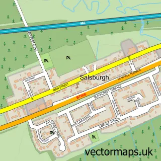Street map sample of Salsburgh, Lanarkshire