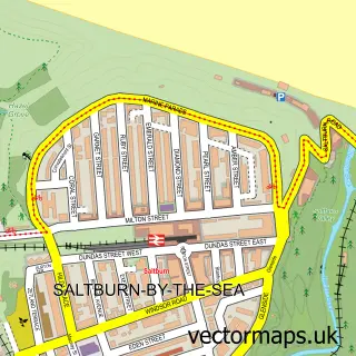 Street map sample of Saltburn by the Sea, North Yorkshire