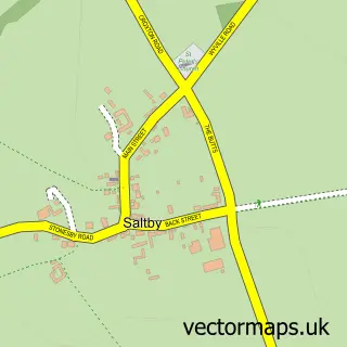 Street map sample of Saltby, Leicestershire