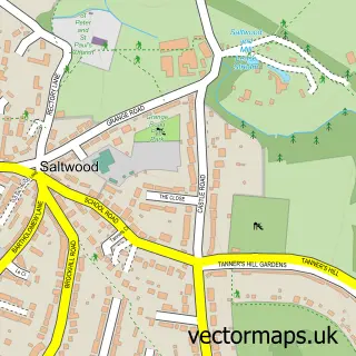 Street map sample of Saltwood, Kent