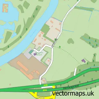 Street map sample of Samlesbury, Lancashire