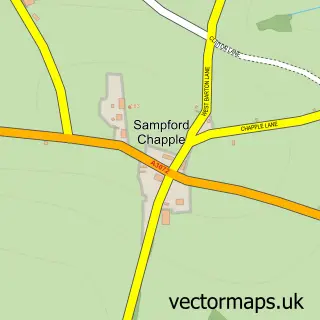 Street map sample of Sampford Chapple, Devon