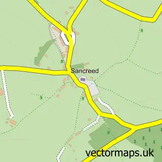 Street map sample of Sancreed, Cornwall