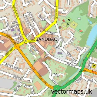 Street map sample of Sandbach, Cheshire