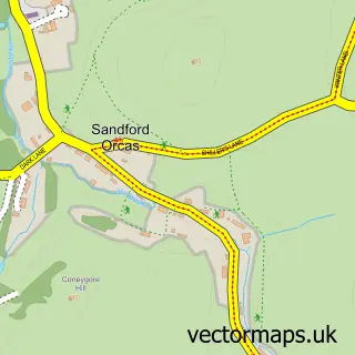 Street map sample of Sandford Orcas, Dorset