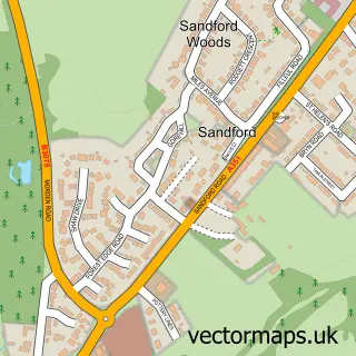 Street map sample of Sandford, Dorset