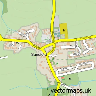 Street map sample of Sandford, Devon