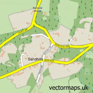Street map sample of Sandhills, Surrey