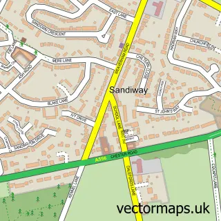 Street map sample of Sandiway, Cheshire