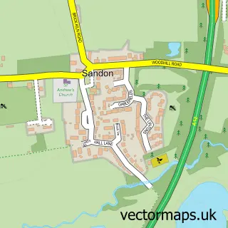 Street map sample of Sandon, Essex