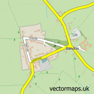 Street map sample of Sandon, Hertfordshire