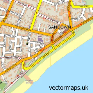 Street map sample of Sandown, Isle of Wight