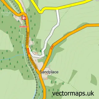 Street map sample of Sandplace, Cornwall
