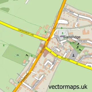 Street map sample of Sandridge, Hertfordshire