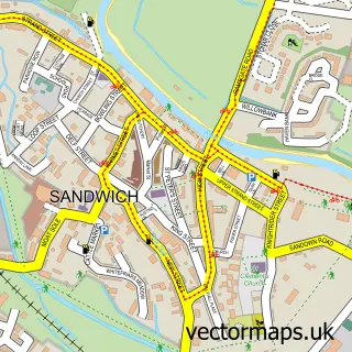 Street map sample of Sandwich, Kent