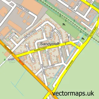 Street map sample of Sandycroft, Clwyd