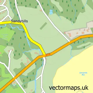 Street map sample of Sandyhills, The Stewartry of Kirkcudbright