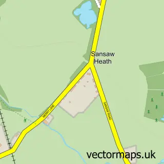 Street map sample of Sansaw Heath, Shropshire