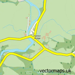Street map sample of Santon Bridge, Cumbria
