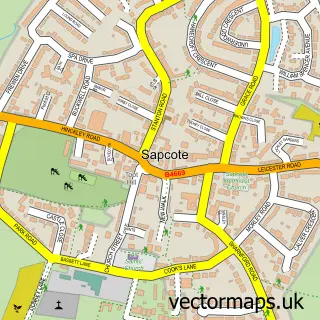Street map sample of Sapcote, Leicestershire
