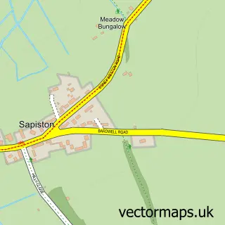 Street map sample of Sapiston, Suffolk