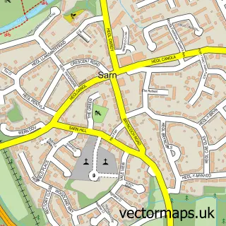 Street map sample of Sarn, Mid Glamorgan