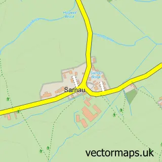 Street map sample of Sarnau, Powys