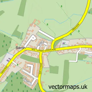Street map sample of Saron, Dyfed