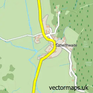 Street map sample of Satterthwaite, Cumbria