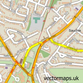 Street map sample of Sauchie, Clackmannan