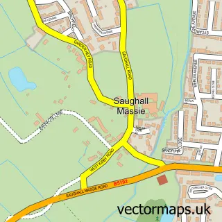 Street map sample of Saughall Massie, Merseyside