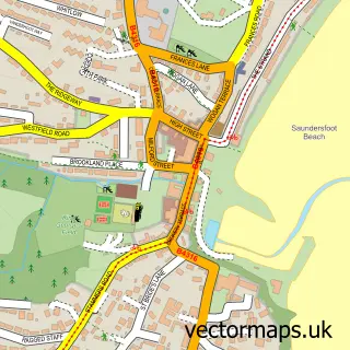 Street map sample of Saundersfoot, Dyfed