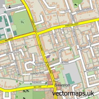 Street map sample of Sawston, Cambridgeshire
