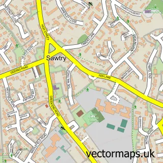 Street map sample of Sawtry, Cambridgeshire