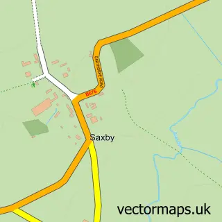 Street map sample of Saxby, Leicestershire