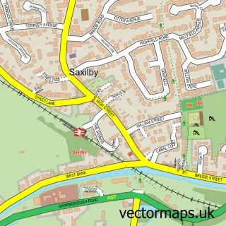 Street map sample of Saxilby, Lincolnshire