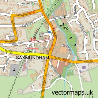 Street map sample of Saxmundham, Suffolk