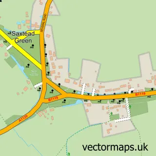 Street map sample of Saxtead Green, Suffolk