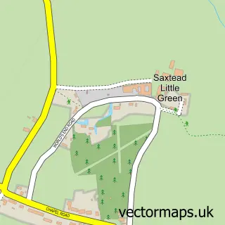 Street map sample of Saxtead Little Green, Suffolk